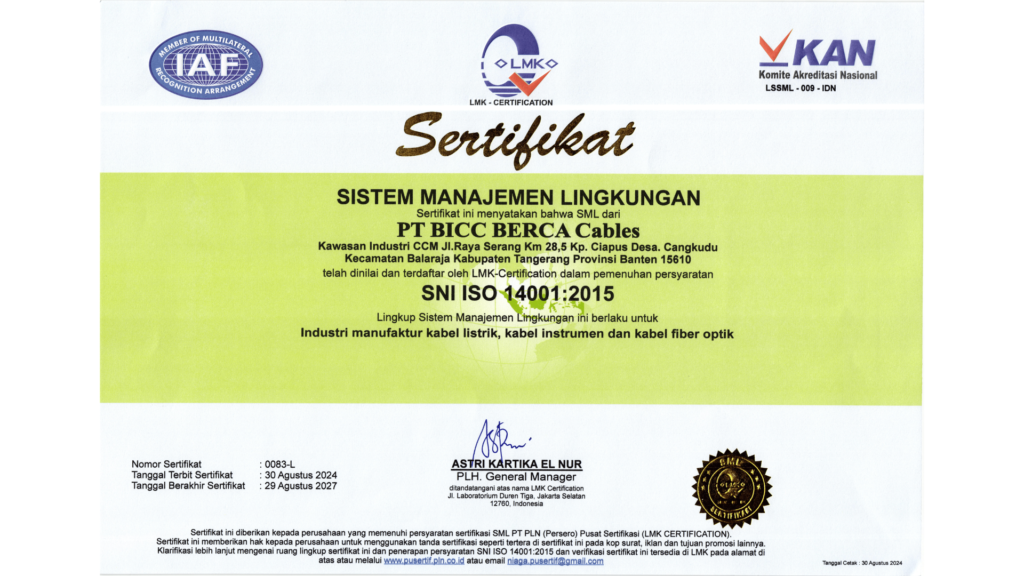 SERTIFIKAT SNI ISO 14001;2015